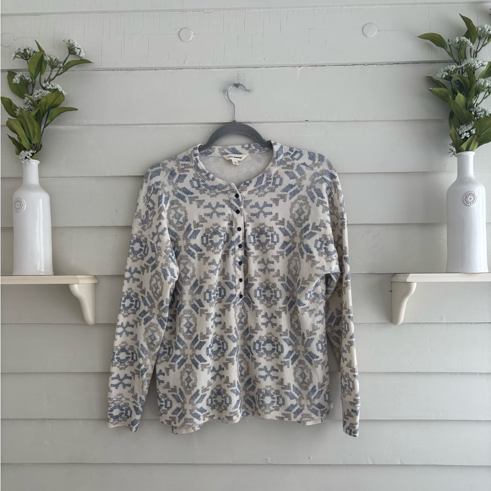 Lucky Brand Thermal Henley Long Sleeve Shirt Women’s Size Small